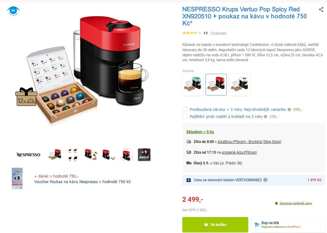 Kávovar na kapsle Nespresso Vertuo Pop
