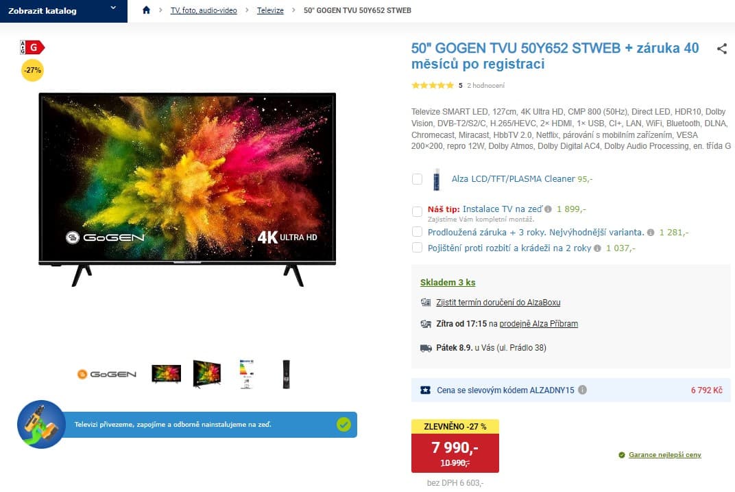 4K Ultra HD, Smart, 127cm GoGEN