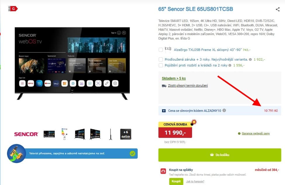 4K Smart TV, HDR, 164cm, Sencor