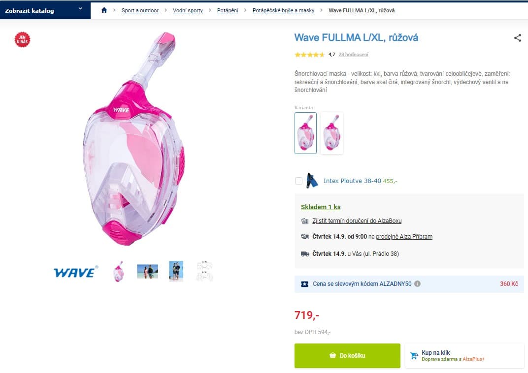 Šnorchlovací maska Wave Fullma L/XL