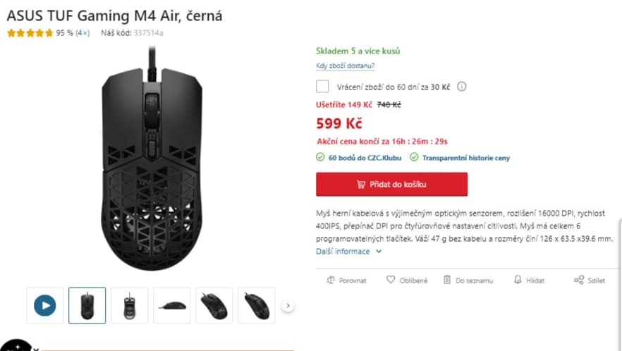 Herní drátová myš ASUS TUF