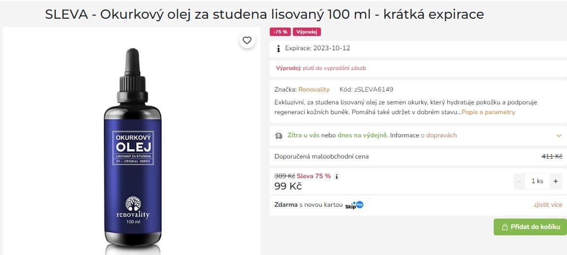 Okurkový olej za studena lisovaný 100 ml