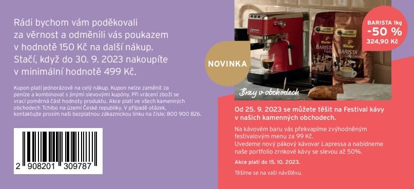 Tchibo.cz - sleva 150 Kč z nákupu nad 499