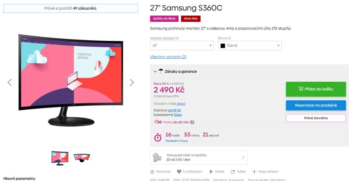 Prohnutý PC LED monitor 27" Samsung