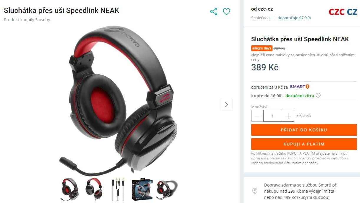 Sluchátka Speedlink NEAK, PS4