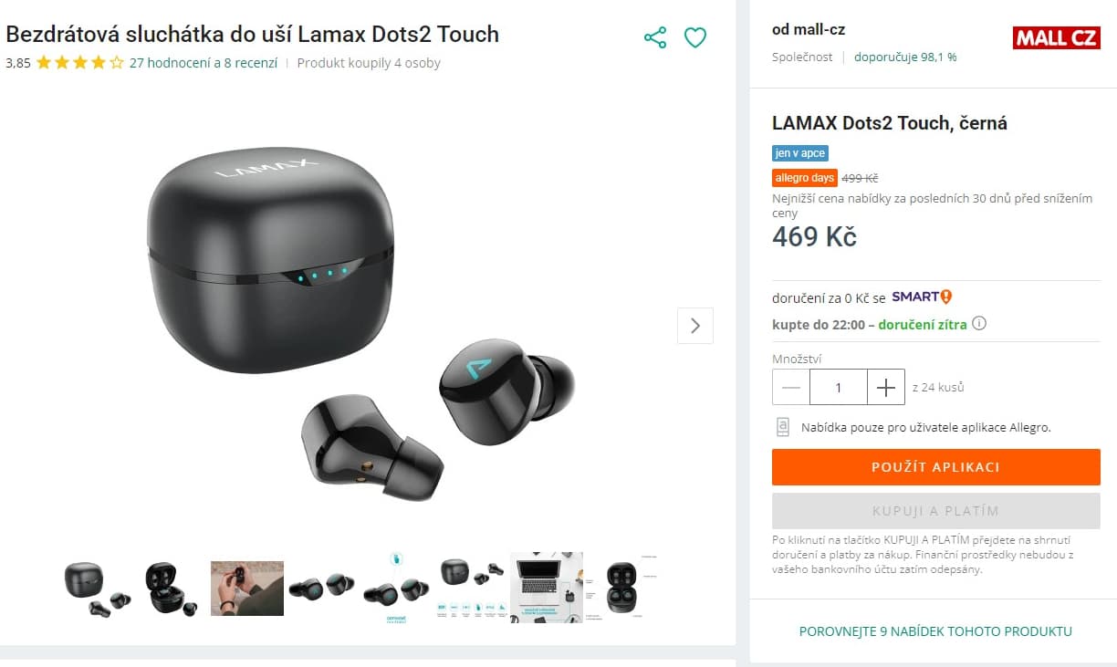 Bezdrátová sluchátka LAMAX Dots2