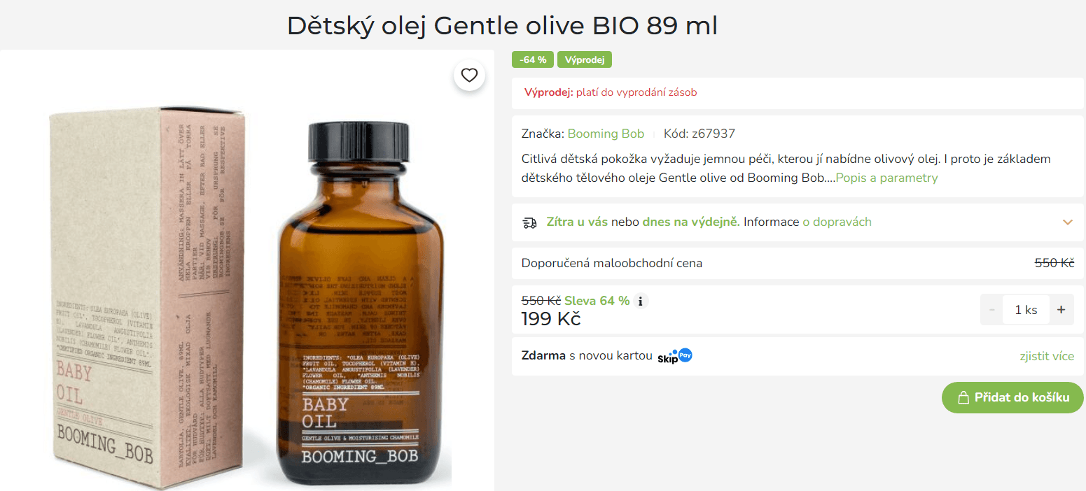 Dětský olej Gentle olive BIO 89 ml