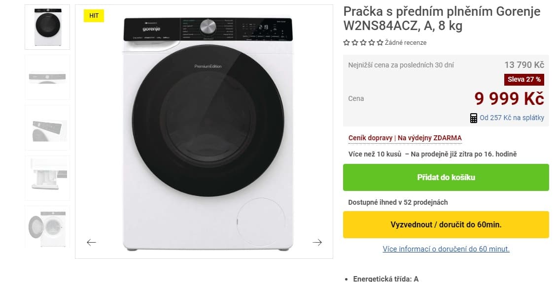 Pračka Gorenje 8kg, 1400ot., pára