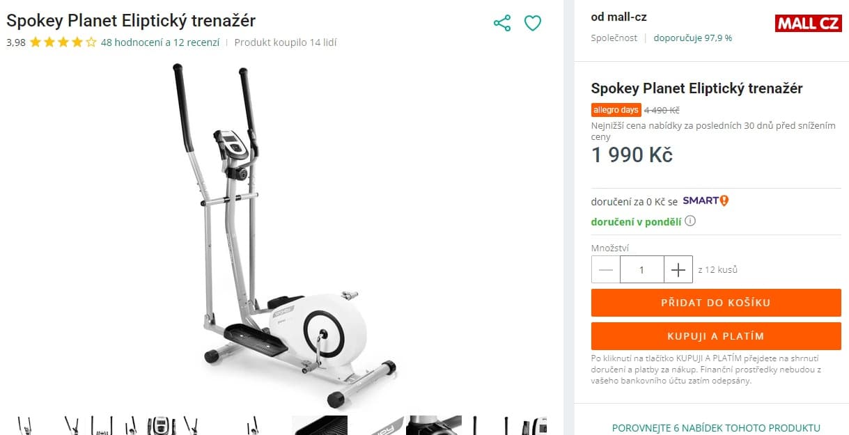 Eliptický trenažér Spokey Planet