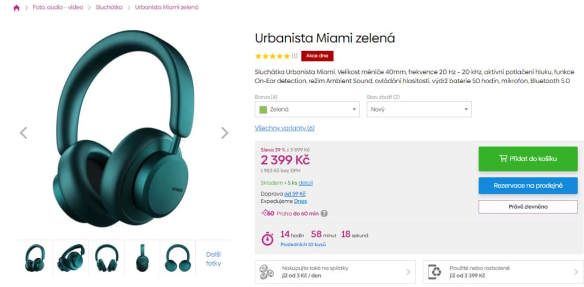 BT sluchátka Urbanista Miami, 50 hodin