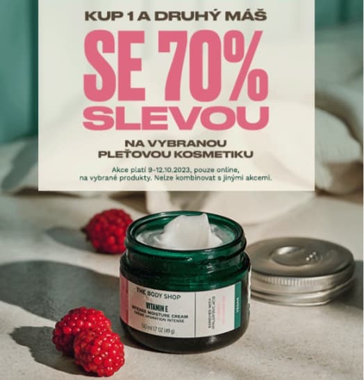BodyShop  -70% na druhý produkt v košíku