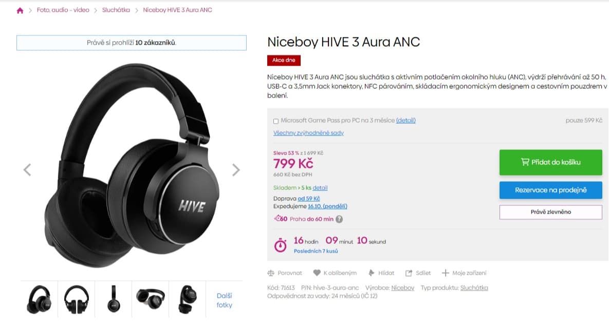 BT sluchátka Niceboy, ANC, 50 hod