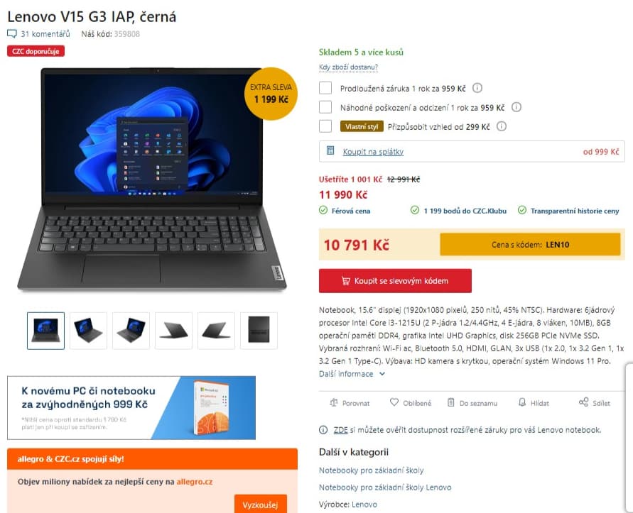 Lenovo 4,4GHz, 8GB RAM, SSD, 15,6"