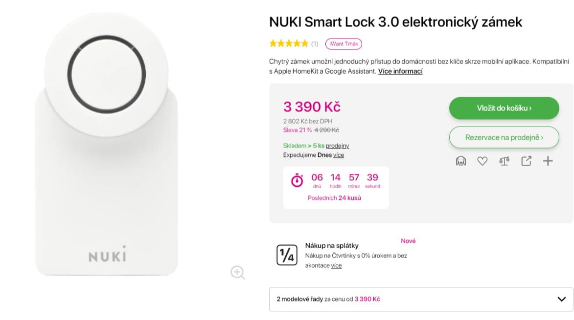 El. zámek Nuki Smart Lock 3.0