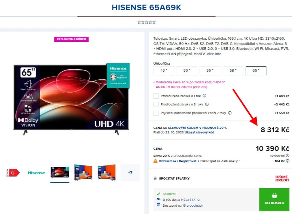 4K, smart TV, HDR, 165cm, Hisense
