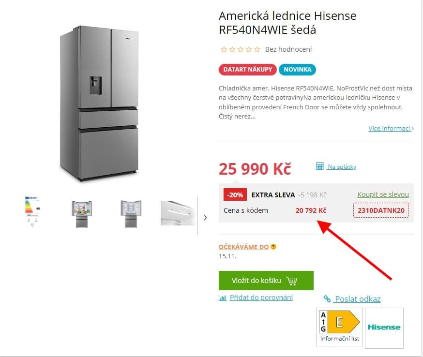 Americká lednice Hisense 182cm
