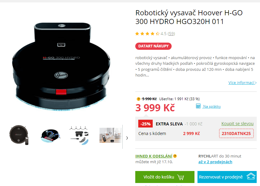 Robotický vysavač s mopem Hoover