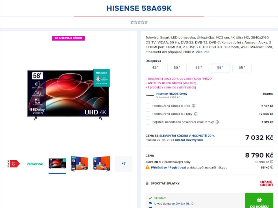 4K, smart TV, HDR, 147cm, Hisense