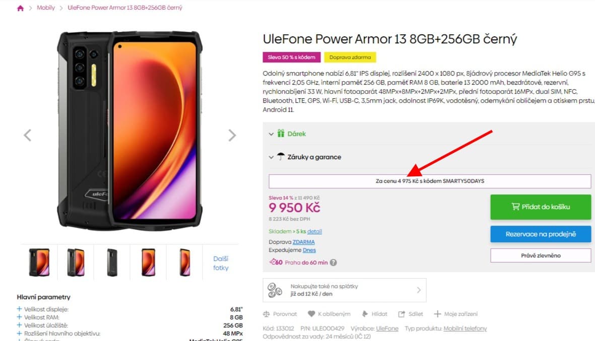 Odolný Ulefone 8x 2,05GHz, 8GB RAM, 6,81"