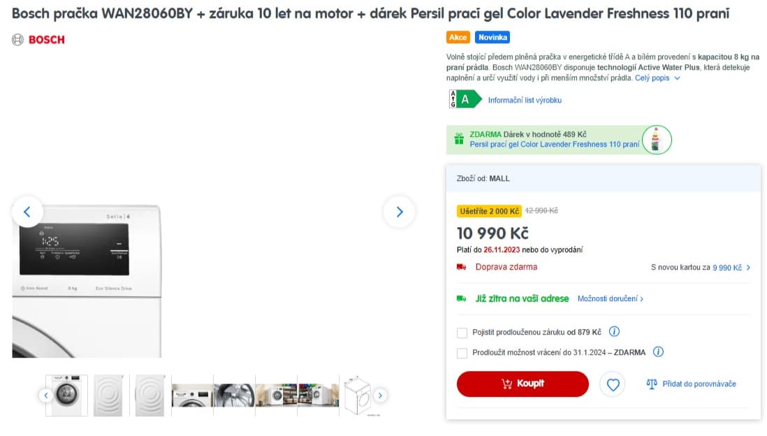 Pračka Bosch 8 kg, 1400 ot., A