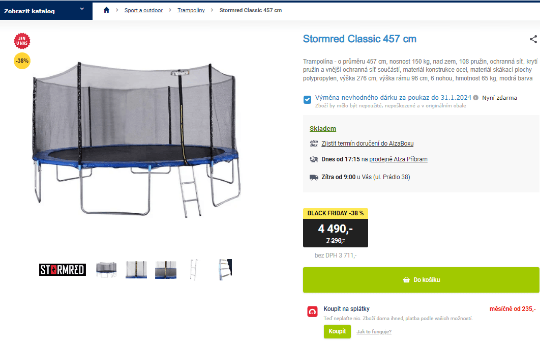Trampolína Stormred Classic 457 cm 