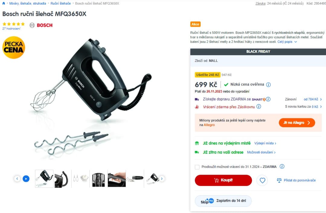 Ruční šlehač Bosch MFQ3650X