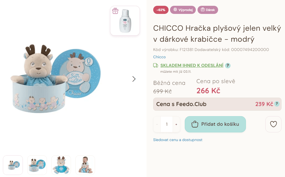 Plyšový jelen velký v dárkové krabičce