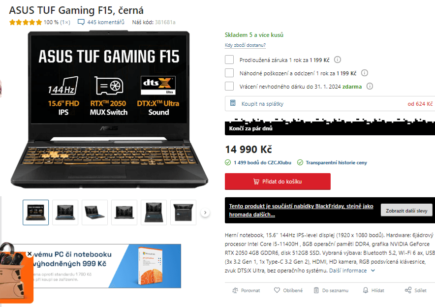 Ntb Asus i5 4,5GHz, 8GB RAM, 4GB Nvidia