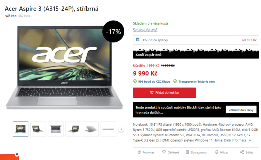 Acer 4,3GHz, 8GB RAM, SSD, 15,6"