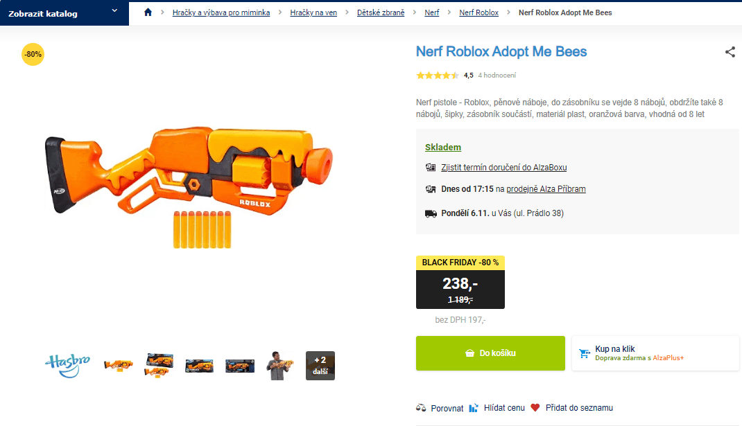 Dětská pistole Nerf Roblox Adopt Me Bees