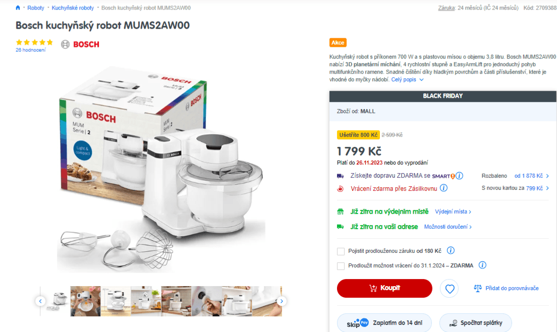 Kuchyňský robot Bosch, planetární míchání