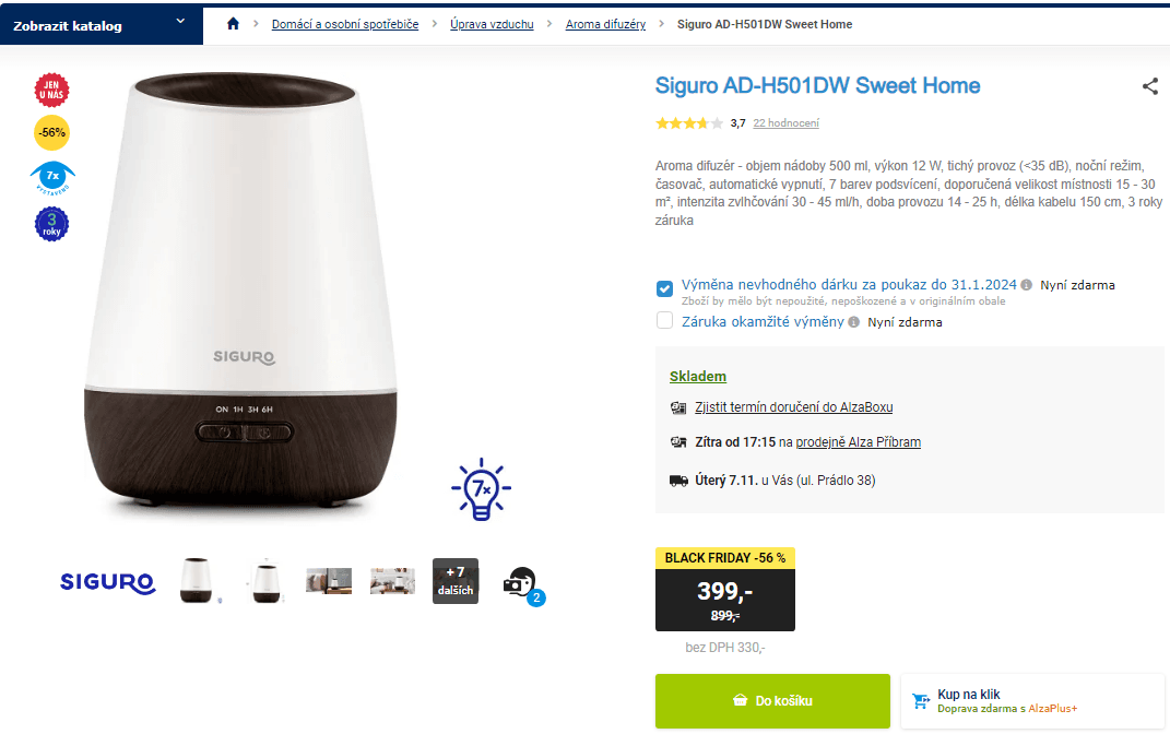 Aroma difuzér Siguro AD-H501DW