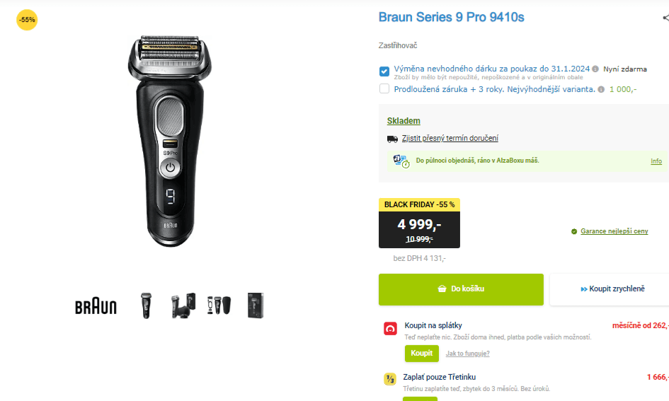 Holící strojek Braun Series 9 Pro Wet&Dry 