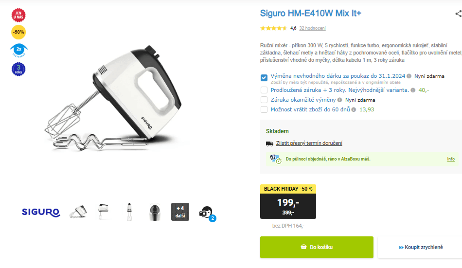 Ruční mixér Siguro, 300 W, 5 rychlostí