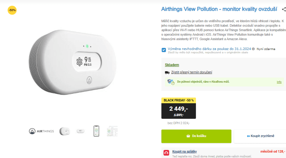 Monitor kvality ovzduší AirThings