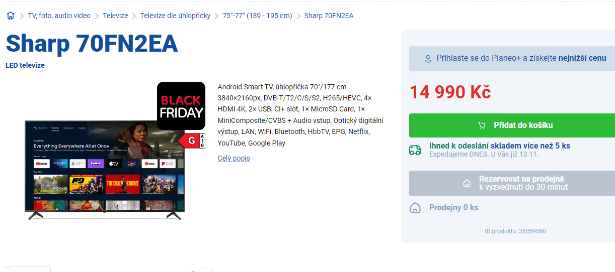 4K, Android TV, Smart, 177cm, Sharp