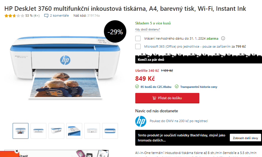 Multifunkce, barva, ink., Wifi, HP