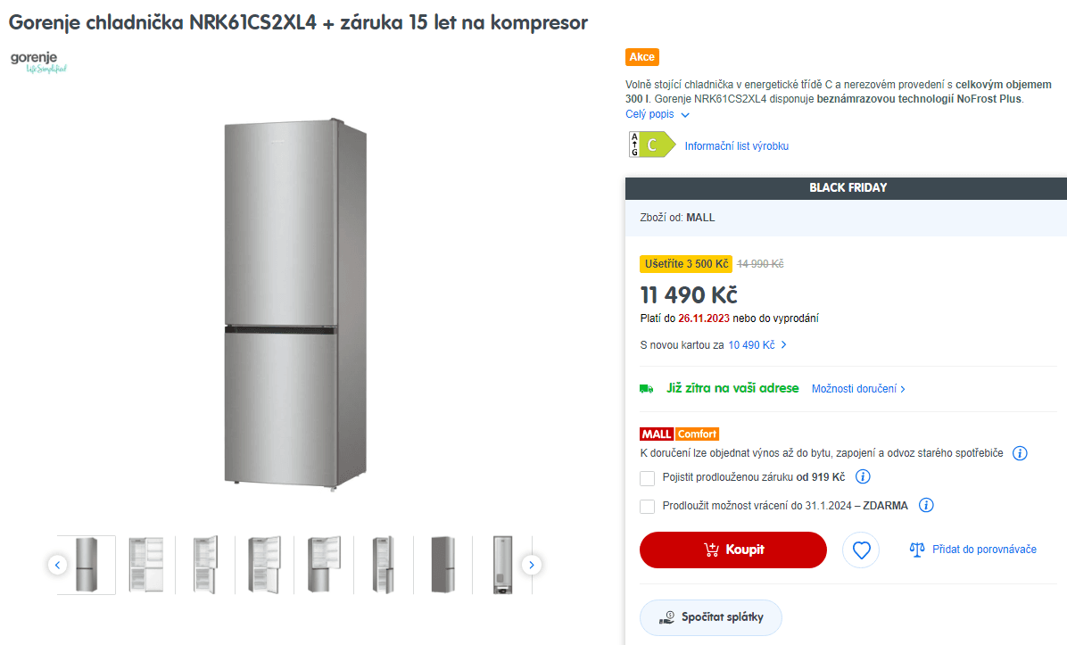 Komb. lednice Gorenje, 300 l, 185 cm