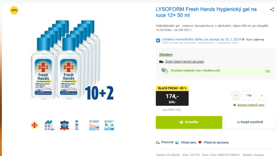 12x 50 ml antibakteriální gel Lysoform