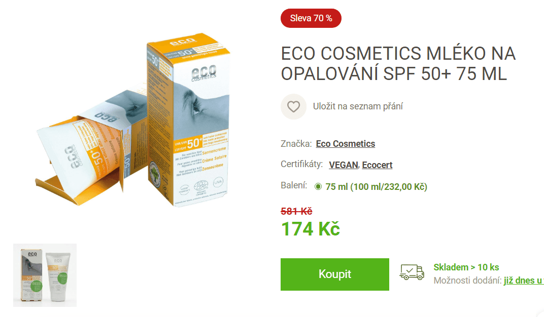 Krém na opalování Eco Cosmetics SPF 50+