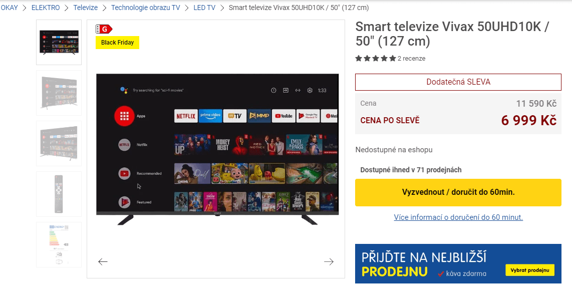 4K Smart TV, Android, 127cm, HDR, Vivax