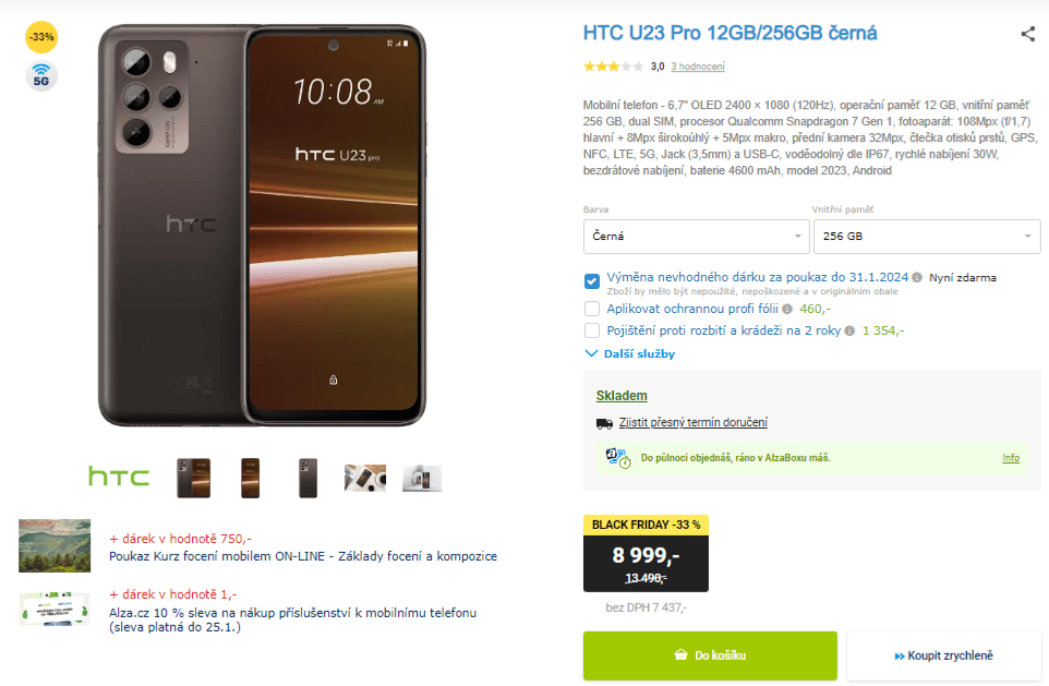 HTC 8x 2,4GHz, 12GB RAM, 6,7", 256GB
