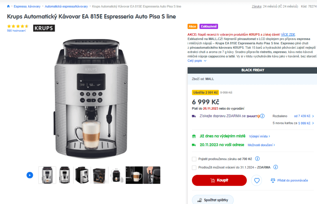 Espresso Krups EA 815E Pisa + dárek