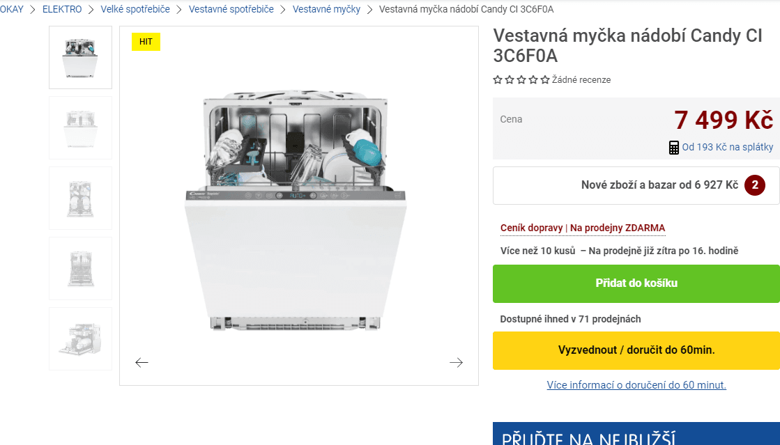 Vestavná myčka Candy 13 sad, Wifi, BT
