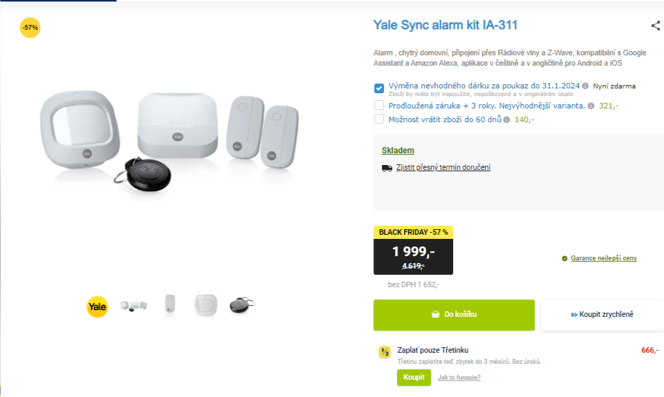 Chytrý BT systém zabezpeční Yale, hub, čidla
