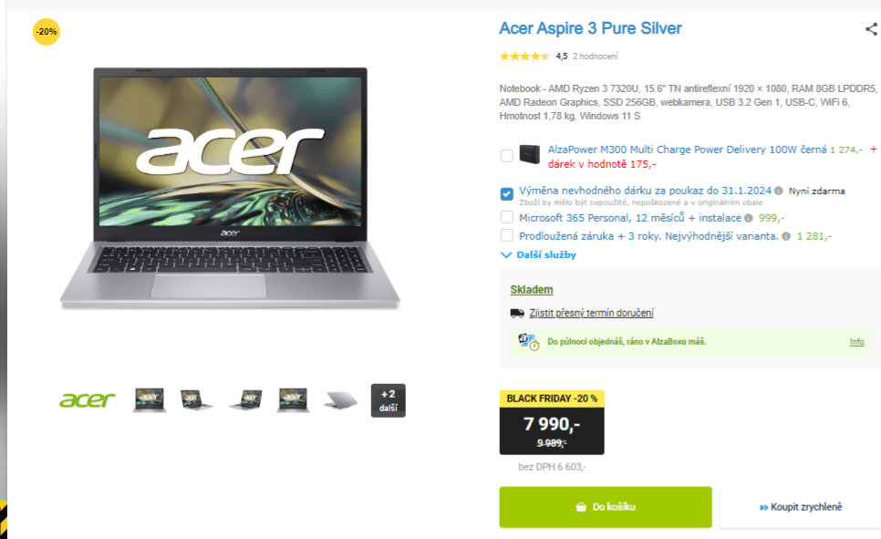 Acer 4,1GHz, 8GB RAM, SSD, 15,6"