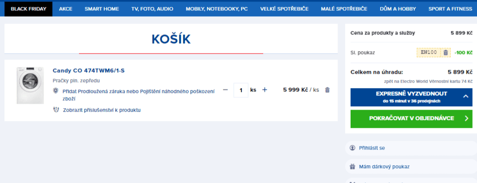 Pračka Candy 7kg, 1400ot., Wifi, 45cm