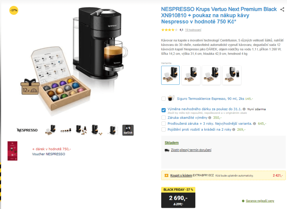 Kávovar na kapsle Nespresso Krups Vertuo