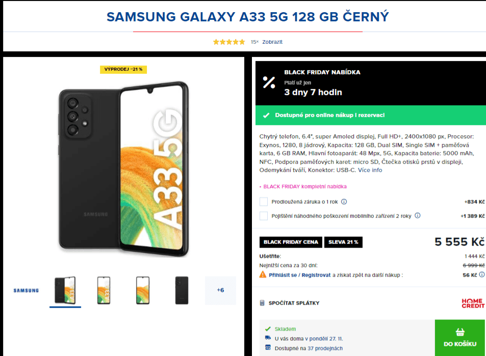 Samsung A33 8x 2,4GHz, 6GB RAM, 6,4"