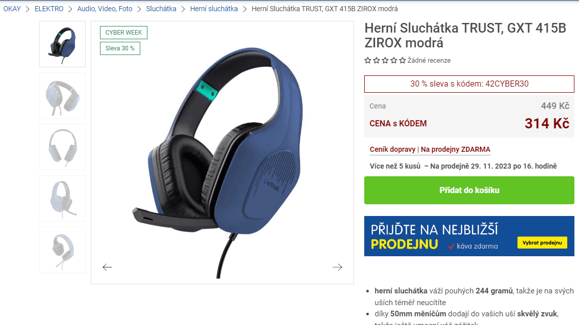 Herní sluchátka Trust